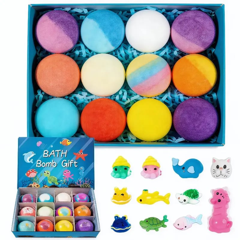 🔥🛁 Natural Bath Bombs for Kids with Mega Bubbles & Surprise Inside 🥚✨12