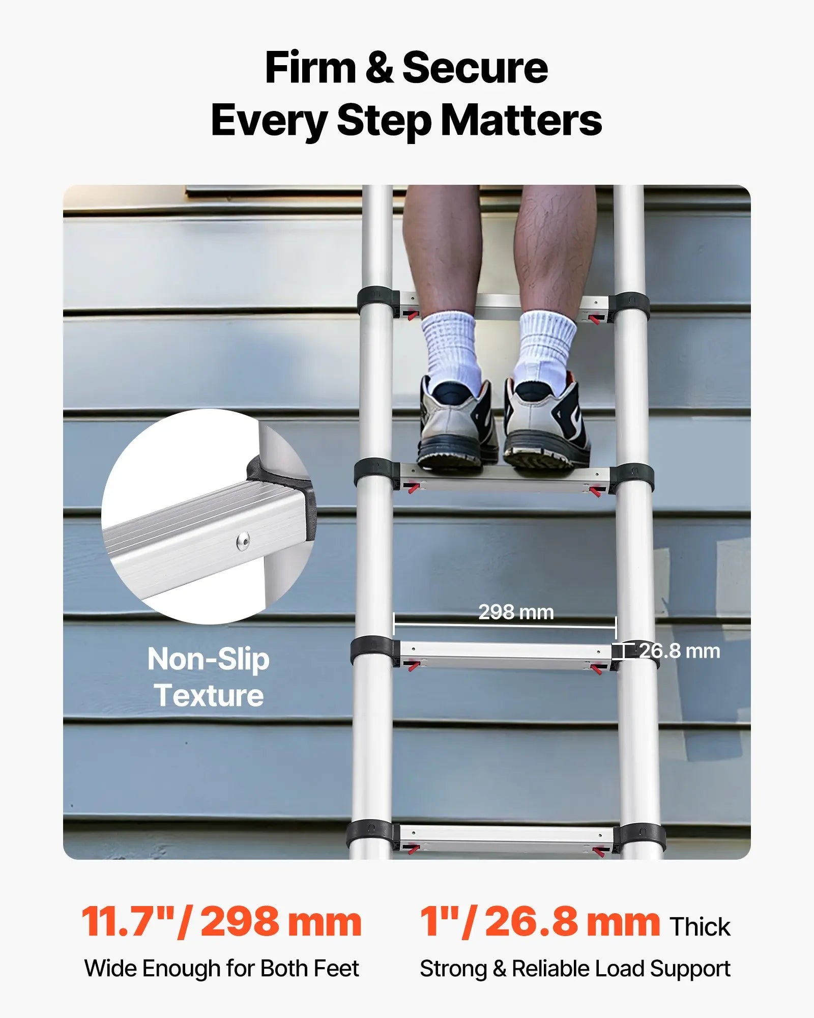 VEVOR Telescoping Ladder, , Mutil-button Retraction Collapsible Extension Ladder, 400 LBS Capacity with Non-slip Feet, Portable Multi-purpose Compact Ladder for Home, RV, Loft, ANSI Liste