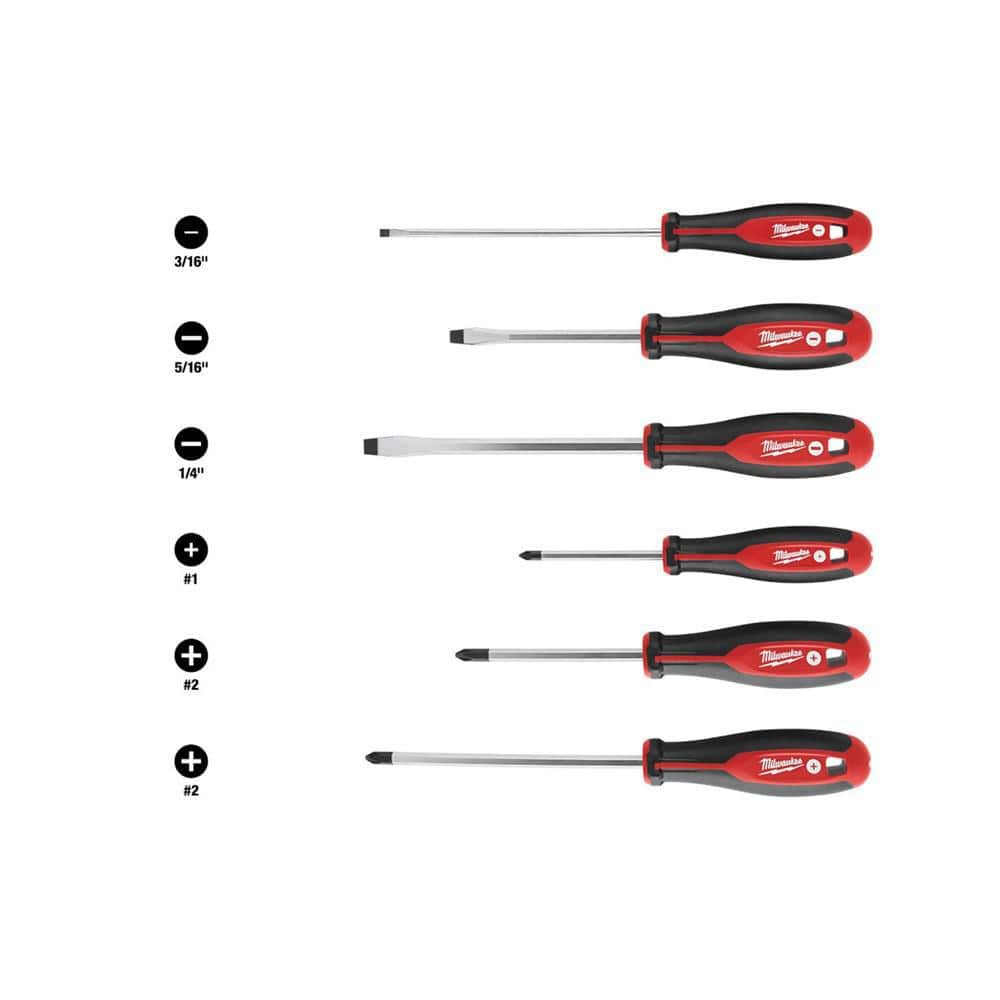 Phillips/Slotted Flat Head Hex Drive Screwdriver Set with Tri-Lobe Handle