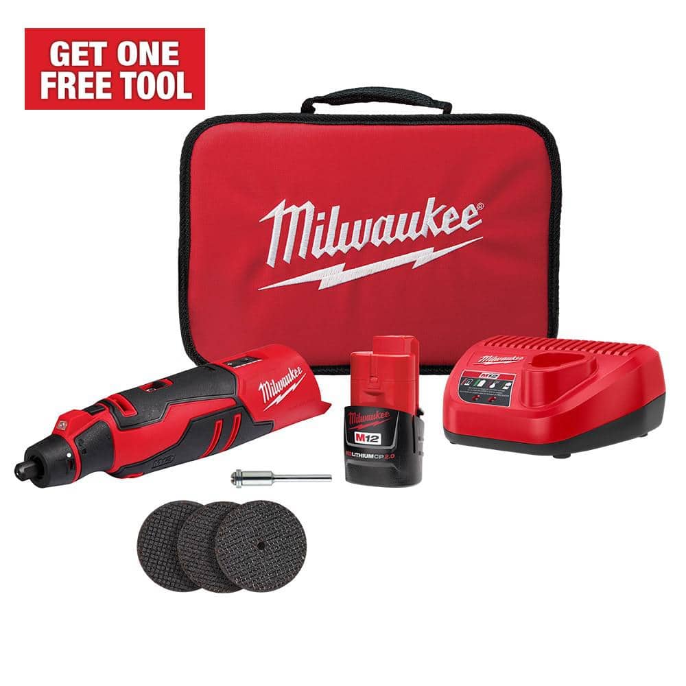 M12 12V Lithium-Ion Cordless Brushless Rotary Tool with (1) 2.0 Ah Battery Pack