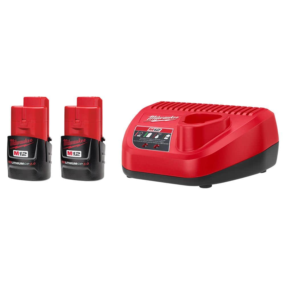 M12 12V Lithium-Ion Compact 2.0 Ah Battery Pack (2-Pack) Starter Kit with