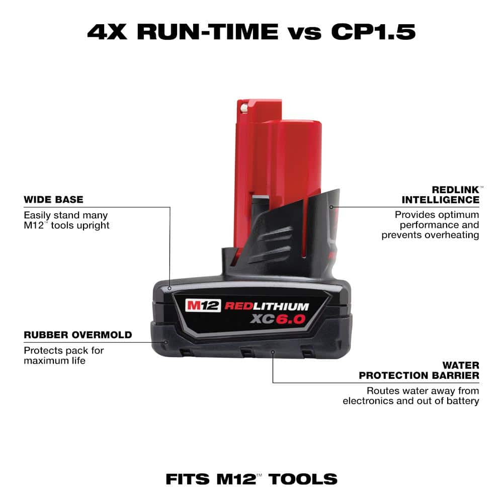 M12 12-Volt Lithium-Ion XC Extended Capacity 6.0Ah Battery Pack
