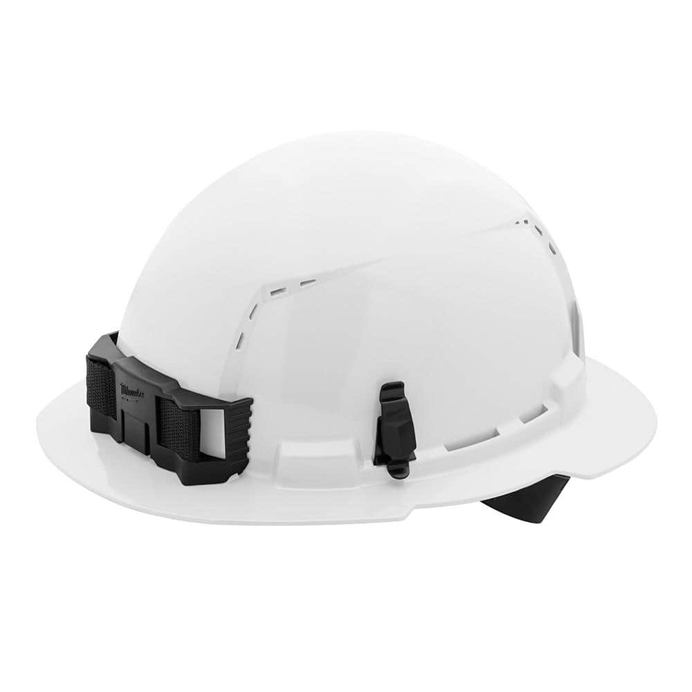 BOLT White Type 1 Class C Full Brim Vented Hard Hat with 4 Point Ratcheting