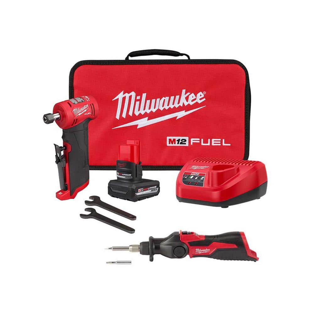 M12 FUEL 12V Lithium-Ion 1/4 in. Cordless Right Angle Die Grinder Kit with M12