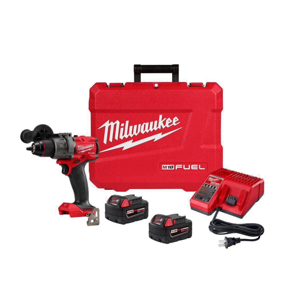M18 FUEL 18V Lithium-Ion Brushless Cordless 1/2 in. Drill/Driver Kit W/(2)