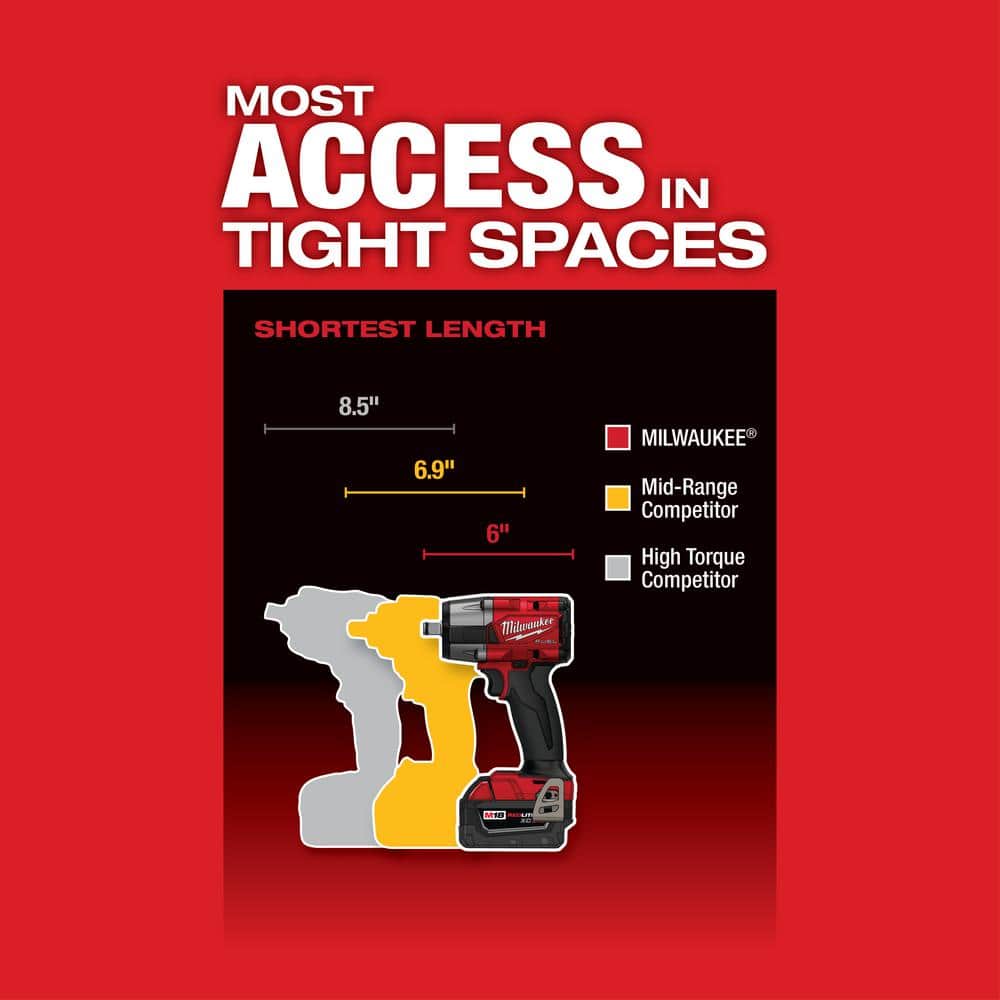 M18 FUEL Gen-2 18V Lithium-Ion Brushless Cordless Mid Torque 1/2 in. Impact