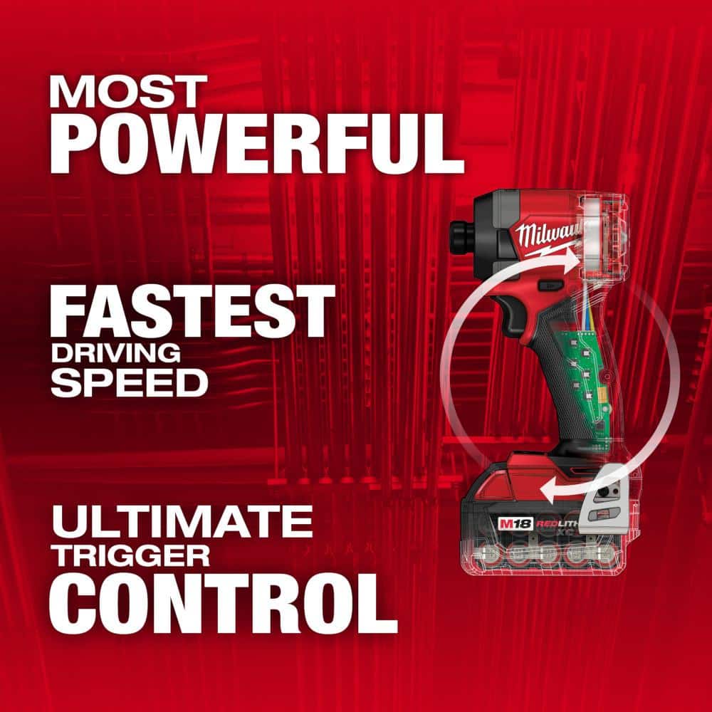 M18 FUEL 18V Lithium-Ion Brushless Cordless 1/4 in. Hex Impact Driver Kit with Two 5.0Ah Batteries Charger Hard Case