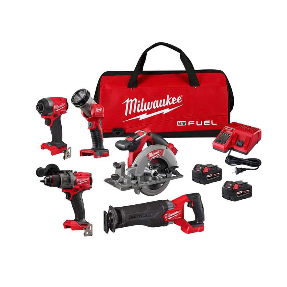 M18 FUEL 18V Lithium-Ion Brushless Cordless Combo Kit (5-Tool) with Two 5.0 Ah