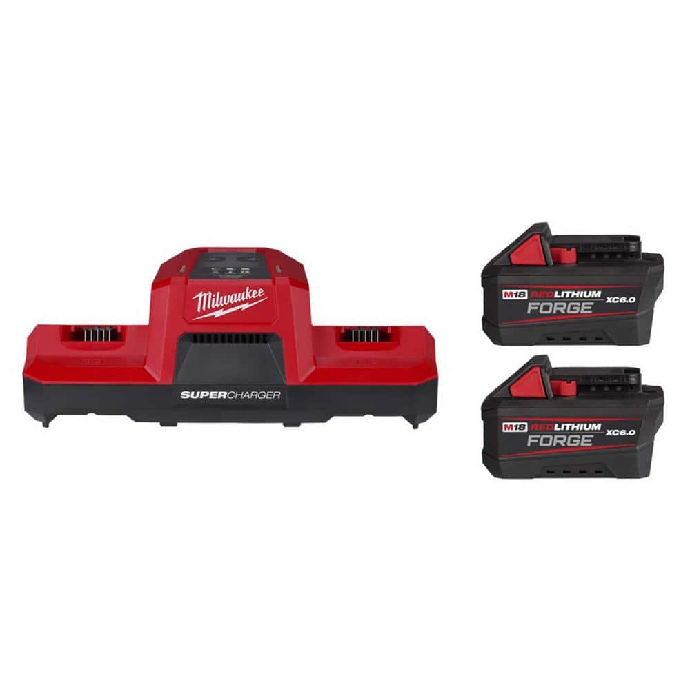 M18 18V Lithium-Ion Dual Bay Super Battery Charger with FORGE 6.0Ah Battery