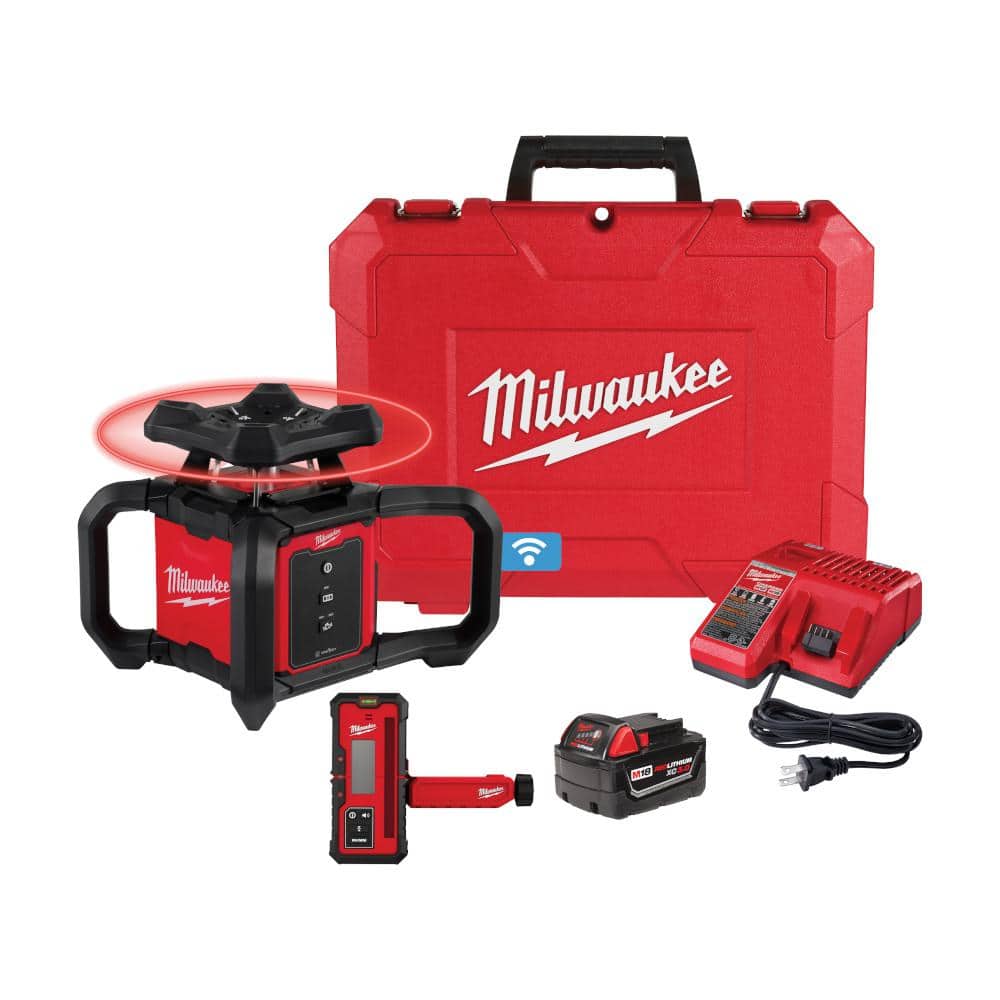 M18 2000 ft. Red Exterior Rotary Laser Level Kit with Receiver and Receiver