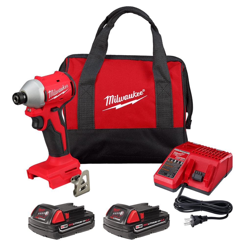 M18 18V Lithium-Ion Brushless Cordless 1/4 in. Impact Driver Kit with Two 2.0