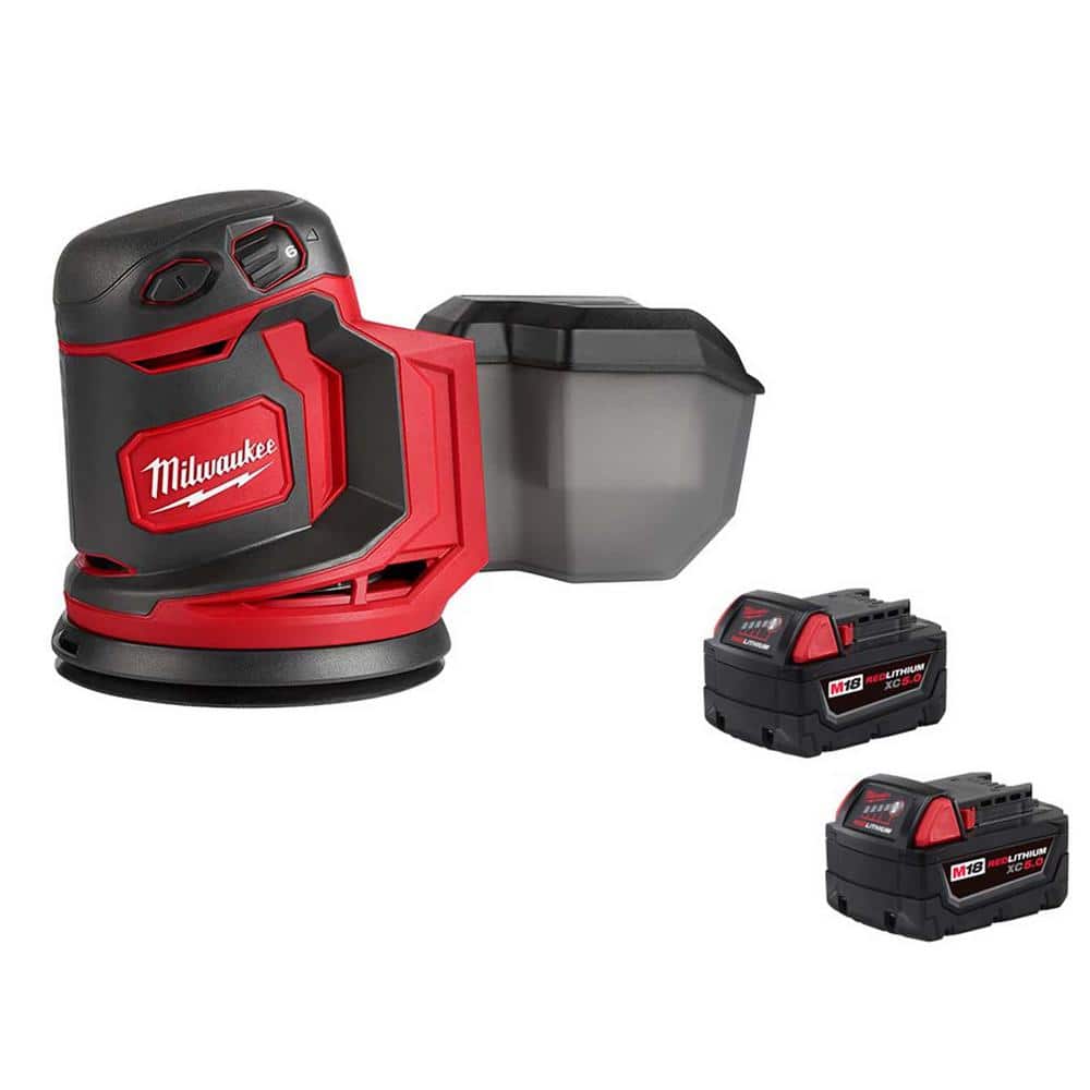 M18 18V Lithium-Ion Cordless 5 in. Random Orbit Sander with (2) M18 5.0Ah