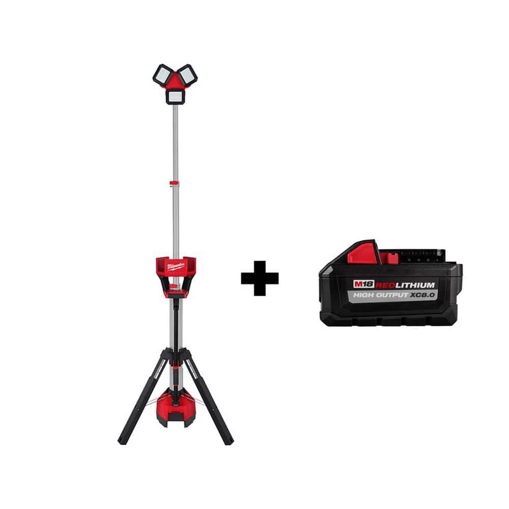 M18 18-Volt Lithium-Ion Cordless 6,000 Lumens Rocket Dual Power Tower Light