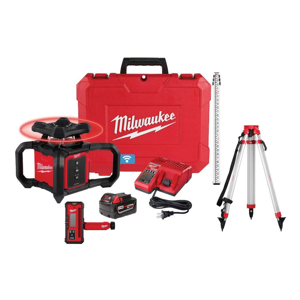 M18 2000 ft. Red Exterior Rotary Laser Level Kit with Receiver, Receiver Clamp,