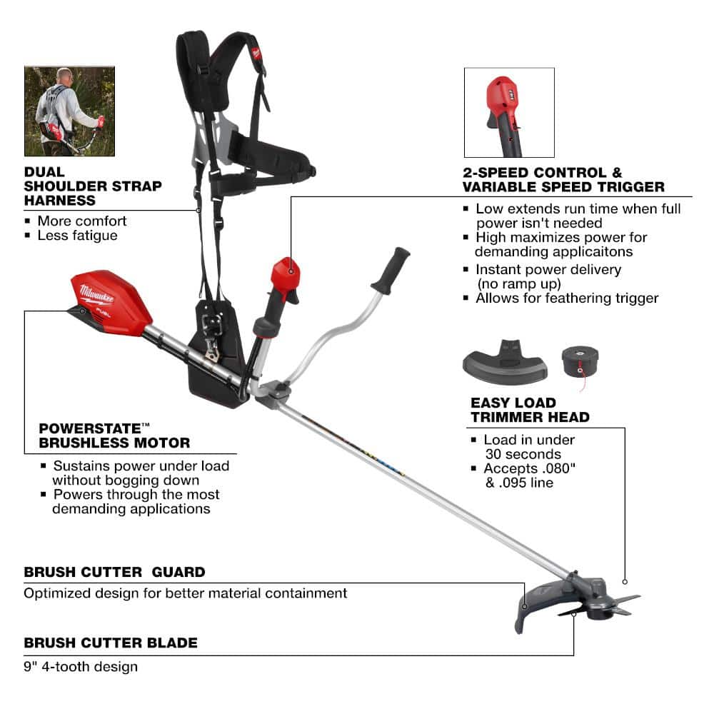 M18 FUEL 18-Volt Lithium-Ion Brushless Cordless Brush Cutter with 8.0 Ah High Output Battery