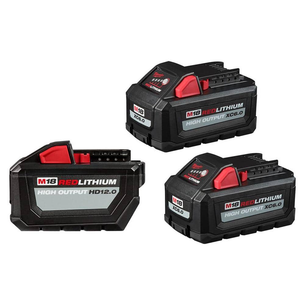 M18 18-Volt Lithium-Ion High Output Battery Packs (1) 12.0 Ah and (2) 6.0 Ah
